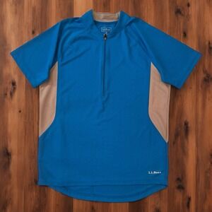 L.L. Bean Cycling Jersey Mens Medium Blue Shirt Half Zip Sports Light Breathable